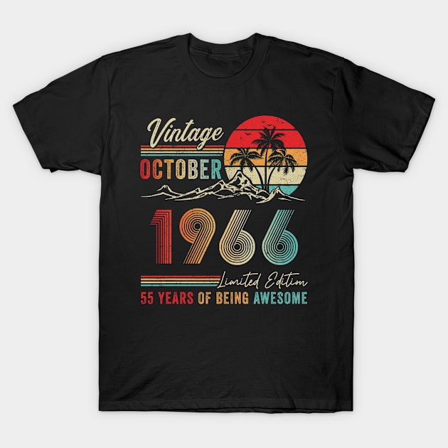 55 Years Old 55th Birthday Decoration Vintage October 1966 T-Shirt by TMSTORE